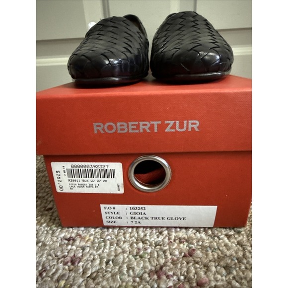 ROBERT ZUR Gioia Loafter Black Shoes Women's Woven Leather Size 7 AA NEW - Picture 2 of 8